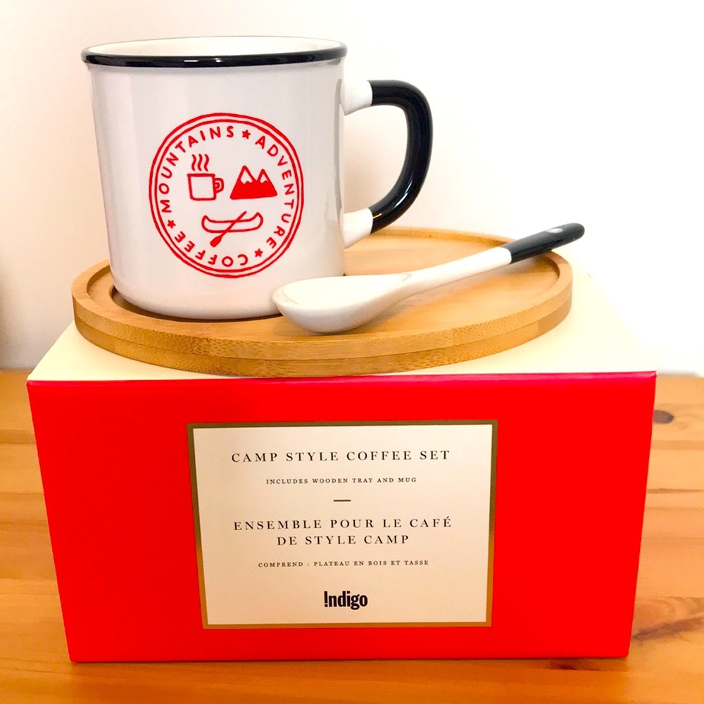 NIB Indigo Cozy as a Campfire Coffee Set